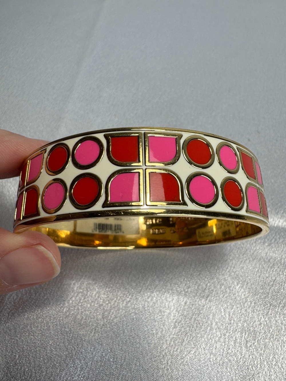 Kate Spade "Have Courage" Red and Pink Geometric Bracelet Size 8”
